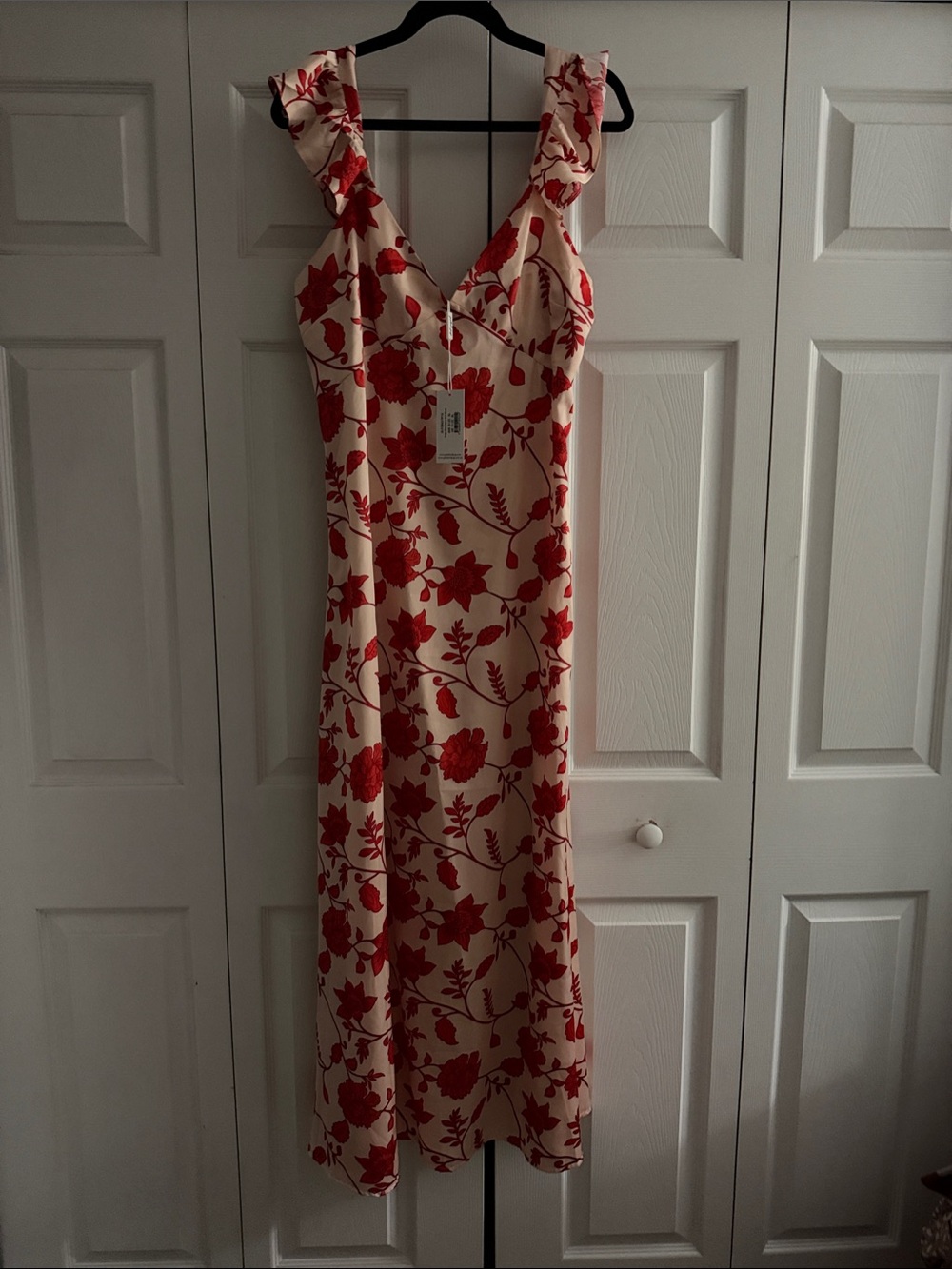 Petal & Pup Cream Enala maxi with Red Floral Print
